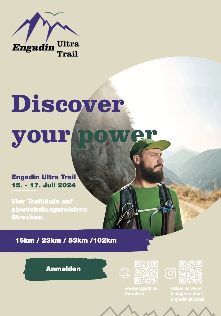 Plakatgestaltung «Discover your power» für ein Trail-Running-Event